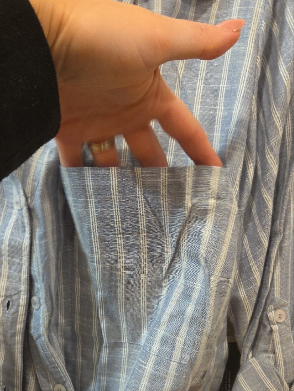Blush Blue and White Striped Tie-Front Shirt - Picture 6 of 11